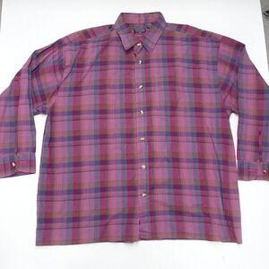 Samsons Shirt Men's Big 2X Multicolor Plaid Cotton Front Pockets Fit Button-Up